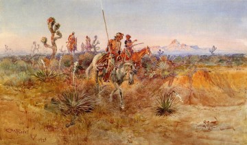 Americano Obras - Rastreadores Navajos Indios americanos occidentales Charles Marion Russell